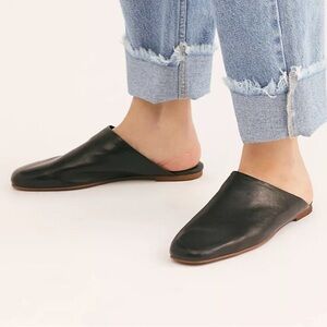 Free People Black Leather Mules
